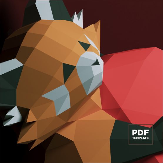 Red Panda on the heart papercraft